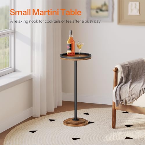 HOOBRO Small Round Side Tables, Set of 2, Drink Tables, Coffee Martini Tables with Pedestal Accent for Small Spaces in Living Room, Bedroom, Sofa Couch, Rustic Brown BF168BZP201 - color: Rustic Brown + Black