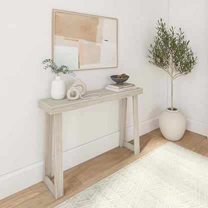 Plank+Beam Classic Console Table, 46 Inch, White Sand | Non-Toxic Finishes, Versatile Design, Elegant Details, Easy Assembly, Quick Setup, Solid Wood - color: White Sand Wirebrush, size: 46" Console Table