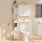 Bamboo Over The Toilet Storage, Above Toilet Organizer Storage Shelf, Tall Freestanding Behind Toilet Rack, Tiered Bathroom Space Saver Shelving, Easy Assembly (White) - color: White