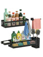 PUSDON 5-in-1 Wide Wall Mount Wrapped Mesh Kitchen Organizer & Shower Caddy Kit, with Paper Towel Holder, Utensil Holder, Soap Dish, Heavy Duty 50LBS - Matte Black, Netting - color: Matte Black, size: 5-in-1 Full Mesh (12.6" Wide)