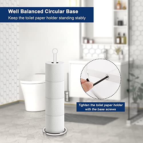 NearMoon Bath Toilet Paper Holder Stand, Freestanding Tissue Paper Storage with Reserve, Space Toilet 4 Rolls Holder for Bathroom/Kitchen Countertop-All Metal (1 Pack, White) - color: White