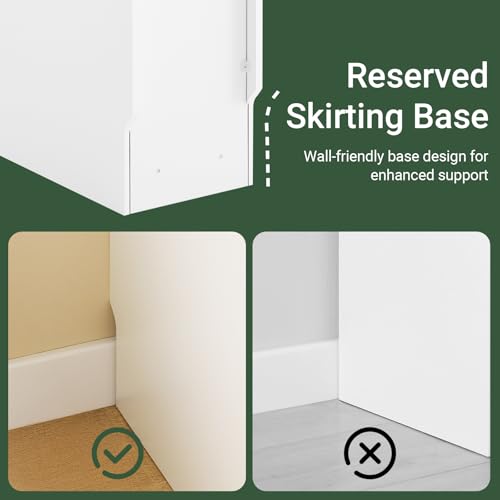 SoBuy Narrow Nightstand with Drawer and Open Shelf – Slim Small Bedside Table for Tight Spaces, Compact Skinny White Nightstand for Bedroom or Dorm, Wooden Side Table, White FBT171-WN