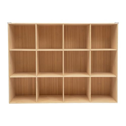 12 Cube Storage Organizer, Solid Wood Bookshelf, Vertical or Horizontal Bookcase, Open Cube Book Shelf, 47.2 in Cubes Organizer for Bedroom, Living Room, Office (47.2 X 11.8 X 35.4 in) - size: 47.2 X 11.8 X 35.4 in