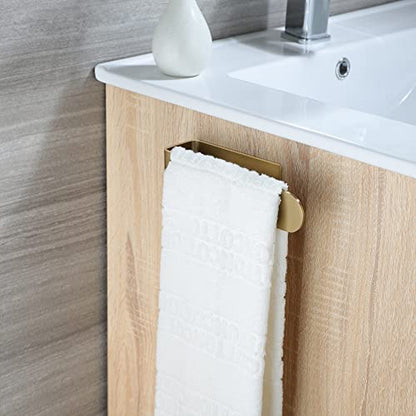 Taozun Gold Towel Holder Adhesive Hand Towel Bar Rack Brushed Brass Finish | Towel Ring, Stainless Steel, Rustproof, No Drill, Strong Stick, Rustproof, Sleek Nodern Look, Renter/RV Friendly, 7.9 Inch - color: Gold, size: 8-inch