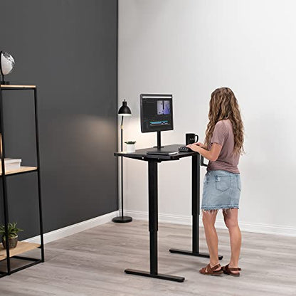 VIVO Manual Height Adjustable 43 x 24 inch Stand Up Desk, Light Wood Solid One-Piece Table Top, Black Frame, Standing Workstation with Foldable Handle, DESK-KIT-MB4C - color: Light Wood Top / Black Frame, size: 43" x 24"