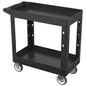 Large Garage Plastic Utility Cart, Heavy Duty 2 Shelf Tool Cart Service Cart Rolling Push Carts with Ergonomic Handle 5" Swivel Casters. - color: Black, size: 34 x 17 Inch