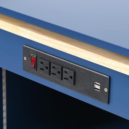 Rolling Kitchen Island with Extendable Swivel Table and Power Outlet, Kitchen Island on Wheels with Storage Cabinet, Fluted Glass Doors and Open Shelves for Small Spaces, Navy Blue - color: Navy Blue
