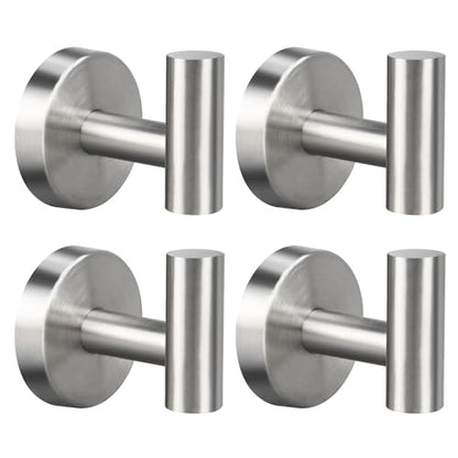 4 Pack Brushed Nickel Towel Hooks, SUS304 Stainless Steel Bathroom Hooks | for Bedroom Kitchen Hotel Office - color: 4 Pack Brushed Nickel