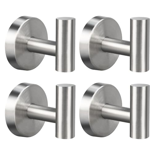 4 Pack Brushed Nickel Towel Hooks, SUS304 Stainless Steel Bathroom Hooks | for Bedroom Kitchen Hotel Office - color: 4 Pack Brushed Nickel