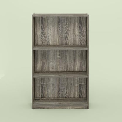Frei Bookcases, Bookshelf, 40 Inch Tall 3 Tier Display Bookcase, with Adjustable Shelves, for Home Office, Living Room, Olive Oak - color: Olive Oak, size: 9.5 (D) x 24.5 (W) x 40.3 (H) inches