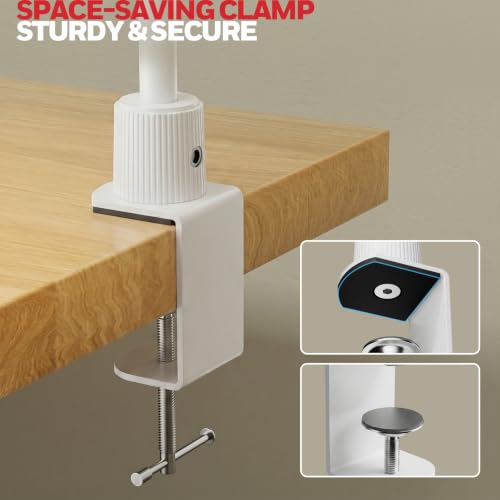 Honeywell HJ4 Desk Lamp with Clamp, Sunturalux™ Desk Lamps for Home Office | Dual-head White LED clamp desk lamp with flexible gooseneck, stepless dimming, 4 color temps, CRI 94, RG0 eye care. - color: White