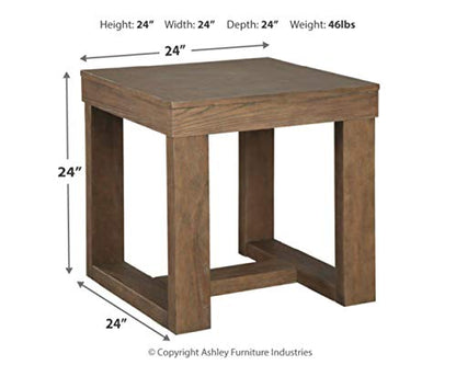 Signature Design by Ashley Cariton Contemporary Oversized Square End Table, Grayish Brown - color: Gray Brown