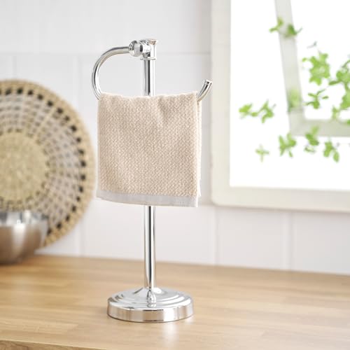 Stand Hand Towel Holder, Countertop Towel Bar, Polished Chrome | 17 Inch Bathroom Towel Hanger, Freestanding Vanity Counter Top Towel Holder, Towel Ring Hardware Accessories, Stainless Steel - color: Polished Chrome