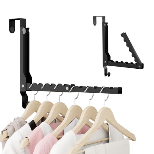 BAKON Heavy Duty Over Door Hooks with 10 Ridges,Compact Double Folding Over the Door Hanger for Bathroom Laundry, Portable Clothes Drying Rack with Hook, Over the Door Clothes Hanger for Bag(1, Black) - color: Black(update)