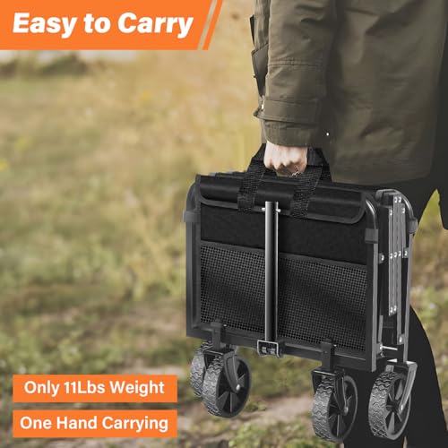 Wagons Carts Foldable, Collapsible Wagon with Wheels — Durable Folding Utility Pull Wagon Cart for Groceries, Picnic & Pets, Park Trips & Small Hauls, 280 lbs Heavy Duty Capacity,Graphite Black - color: Lavender