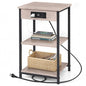 WLIVE Grey End Table with Charging Station, Small Night Stand | Side Tables with Storage Adjustable Shelf for Small Spaces; Bedside Tables for Living Room, Bedroom - color: Grey