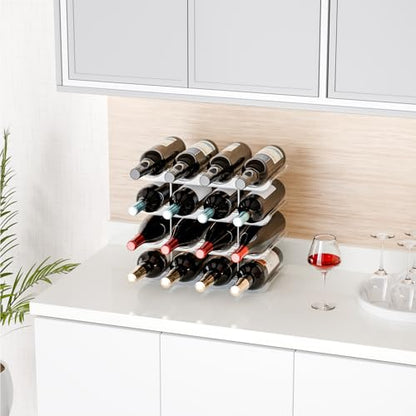 Yieach 2 Tier Stackable Wine Racks Countertop,Sturdy and Durable Wine Rack Free Standing Floor for Inside Cabinet,Clear Water Bottle Organizer and Wine Storage Racks Holder for Pantry,Table,Kitchen - size: 2 Pack-Hold 8 Bottle