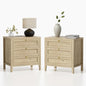 3 Drawer Nightstand Set of 2, Farmhouse Large Bedside End Table with Charging Station, Mid Century Wood Night Stand for Sofa, Bedroom, Light Oak - color: Light Oak, size: 2 PCS (3 Drawers)