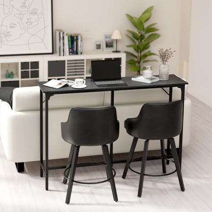 VINGLI 55 Inch Bar Table, Rectangular Counter Height Home Pub Table, Black | High Top, Multi-Scene Use for Kitchen Dining Living Room Sofa Entryway, Wooden Tabletop & Metal Base, Easy to Install - color: Black, size: 55"L