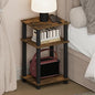 Furinno JUST Night Stnad, 3-Tier Nightstand Open Shelf, Toolless Assembly Bedside Table, End Table, Side Table, with Square Tube, for Living Room, Bedroom, Amber Pine - color: Amber Pine/Black, size: 3-Tier, Square Tubes