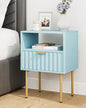 Night Stand,Modern Bedside Table with Drawer and Shelf,Blue Night Stand with Gold Frame,Small Side Table for Bedroom,Living Room - color: Blue