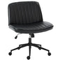 OLIXIS Criss Cross Chair with Wheels, Vanity Chair, Home Office Desk | Wide Seat Armless, Faux Leather, Height Adjustable Swivel Rolling, Home Computer Task Seating for Bedroom Study, Black PU - color: Black Pu
