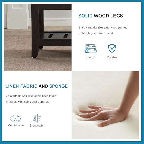 44" Entryway Bench with Shoe Storage, End of Bed Bench, Upholstered Ottoman Storage, 500 LBS Capacity for Entryway, Living Room, Hallway - color: Light Grey-1
