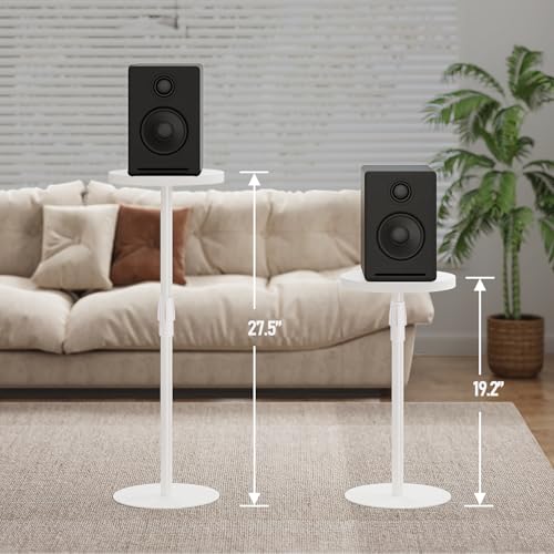 TUTOTAK Tall Round Side Table, Small End Table, Drink Table, Pedestal Table | for Small Spaces, Accent Nightstand, livingroom, Bedroom, White TB01BW096 - color: White, size: 1 Pack, style: Adjustable