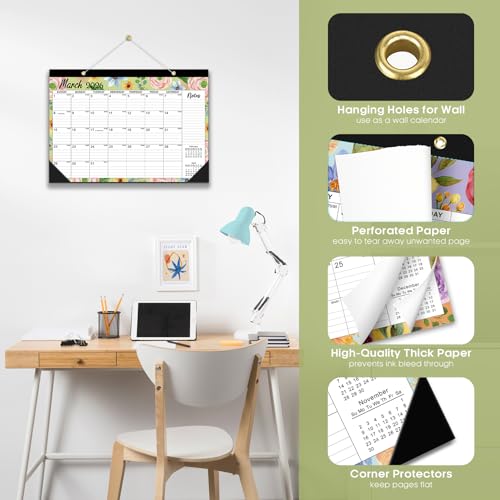 Desk Calendar 2026-2027, 21-Month Calendar Runs Unitl June 2027, Large 17" x 12" Monthly Desktop & Wall Calendar for Home & Office - Botanic Whimsy - color: b-Botanic Whimsy, size: Oct 2025-jun 2027