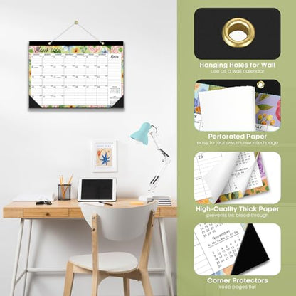 Desk Calendar 2026-2027, 21-Month Calendar Runs Unitl June 2027, Large 17" x 12" Monthly Desktop & Wall Calendar for Home & Office - Botanic Whimsy - color: b-Botanic Whimsy, size: Oct 2025-jun 2027