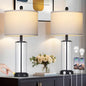 26" Black Glass Table Lamps Set of 2, 3-Way Dimmable Touch Control Living Room Lamp with USB C+A Ports & AC Outlet, Modern Bedside Lamps, Elegant Bedroom Lamps for Nightstand Side End Table Desk - color: Black1