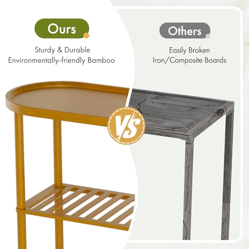 Small Entryway Table Bamboo, Narrow Hallway Table 2-tier, Slim Console Table with Anti-fall Edge, Sofa Side Table 5min Assembly, Small TV Stand, Plant Stand, Walnut, 30.7"L x 11.8"W x 29.7"H - color: Walnut, size: 30.7"L x 11.8"W x 29.7"H