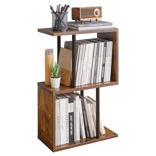Aibiju Side Table, S Narrow Side Table, Mid-Century Modern Nightstand with Open Storage Shelf, Sofa Table for Small Space, End Table Rustic Brown YD-ST003H - color: Rustic Brown