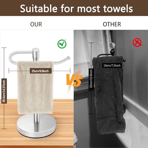 Hand Towel Holder Stand, 14.37 inch Standing Towel Racks for Bathroom, Stainless Steel Free Standing Towel Rack, Heavy Weight Towel Bar for Bathroom Vanity Countertop &Kitchen