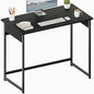 ALISENED Small Computer Desk, Office Desk with Metal Frame, 37.5 Inch Home Office Desk, Water-Resistant, Scratchproof Surface, Table for Small Spaces, Black - color: Black, size: W-37.5in
