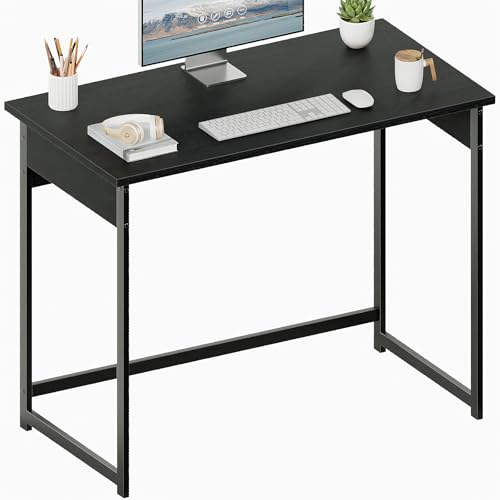 ALISENED Small Computer Desk, Office Desk with Metal Frame, 37.5 Inch Home Office Desk, Water-Resistant, Scratchproof Surface, Table for Small Spaces, Black - color: Black, size: W-37.5in
