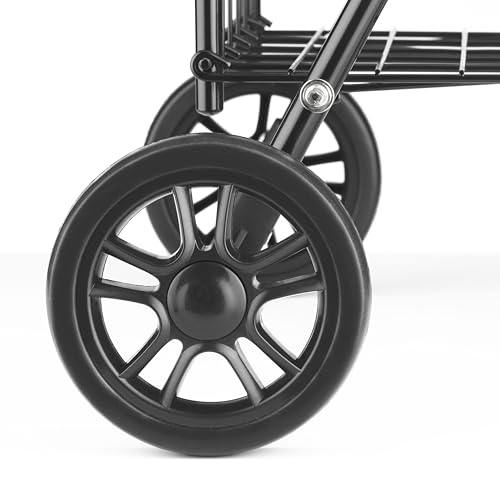 Whitmor Foldable Utility Shopping Cart with Wheels, Heavy Duty Metal Grocery Cart, Portable Foam Handle, Rolling Collapsible Trolley for Groceries, Laundry, Storage, Black - size: 19.5"L x 18.5"W x 34.5"H, Black