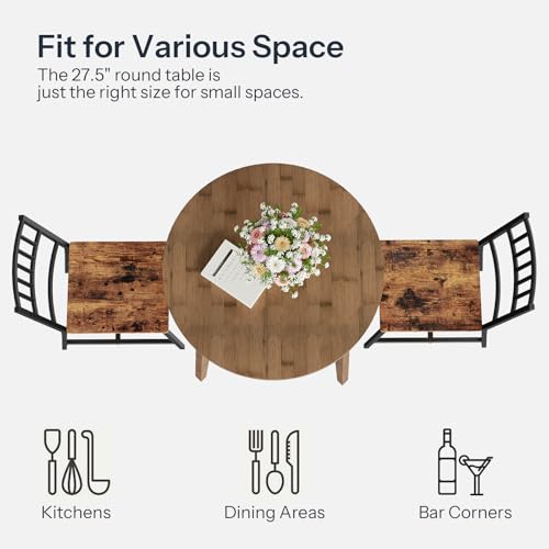 HOOBRO Bamboo Dining Table, Round Dining Table for 2, 27.5" Kitchen Table for Small Space, Writing Table, Easy to Assemble, for Dining Room, Living Room, Office, Kitchen, Apartment, Brown BR71CZ01G1 - color: Brown