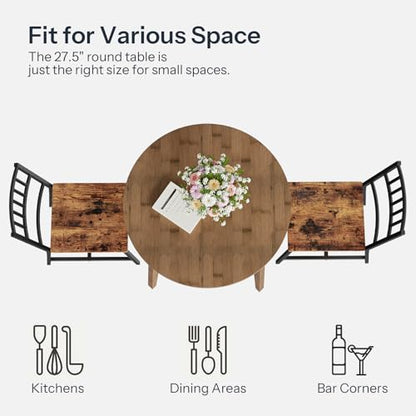 HOOBRO Bamboo Dining Table, Round Dining Table for 2, 27.5" Kitchen Table for Small Space, Writing Table, Easy to Assemble, for Dining Room, Living Room, Office, Kitchen, Apartment, Brown BR71CZ01G1 - color: Brown