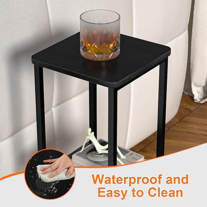 10" Wide Square Drink Table with Adjustable Feet - 3-Tier Small Side Table for Apartments, Balcony & Office | Space-Saving, Lightweight & Multi-Functional (Plants, Books, Drinks,Black) - color: Black, size: 3-Tier-10"wide