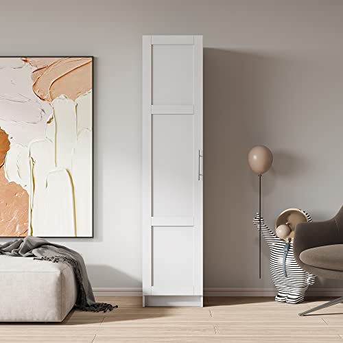 Slim Tall Storage Cabinet,Pantry Cabinet with Doors Shelves Small Space for Kitchen Living Room Bathroom, White - color: 02 White
