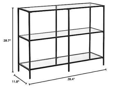 VASAGLE 39.4 Inch Console Table with 3 Shelves, Sofa Tables, Modern Entryway Table, Metal Frame, Tempered Glass Shelf, Entryway Living Room Bedroom, Classic Black and Transparent ULGT027B01 - color: Classic Black + Transparent, size: 39.4"W