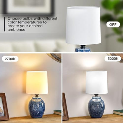 EJIAXIN Table Lamps Set of 2-13.75" Small Bedside Lamps - Classic Farmhouse Ceramic Table Lamp for Bedroom, Living Room, Nightstand, Office, Side Desk Lamp, End Table - style: Farmhouse