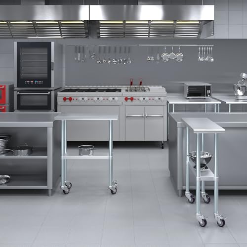 AmGood 12" Long x 30" Deep Stainless Steel Table with Casters - size: 12" Long x 30" Deep