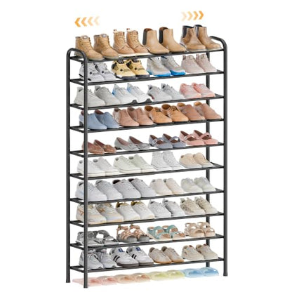ENJOYBASICS Expandable Shoe Rack, 32.4'' Wide - 10 Tier Adjustable Shoe Organizer Shelf for Closet, 40 Pairs Black Metal Free Standing Shoe Rack Storage for Garage, Entryway - size: 10 Tier (20-40 Pairs)