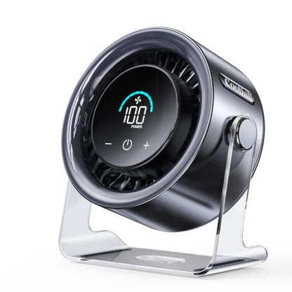 USB Desk Fan for Bedroom: 100 Speeds Digital Display Quiet Portable Fan with Turbo Airflow, 120° Rotating Small Rechargeable Battery Desktop & Wall-Mounted Fans for Bedroom Home Office (Black) - color: Black
