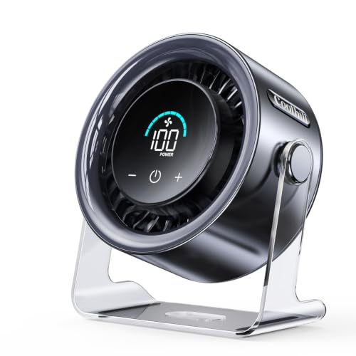 USB Desk Fan for Bedroom: 100 Speeds Digital Display Quiet Portable Fan with Turbo Airflow, 120° Rotating Small Rechargeable Battery Desktop & Wall-Mounted Fans for Bedroom Home Office (Black) - color: Black