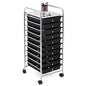 BETTARY Office Rolling Storage Cart with 10 Drawer, Scrapbook Paper Office School Organizer with Lockable Casters, Multipurpose Mobile Storage Cart for Supermarket, School, Office, Home (Black)