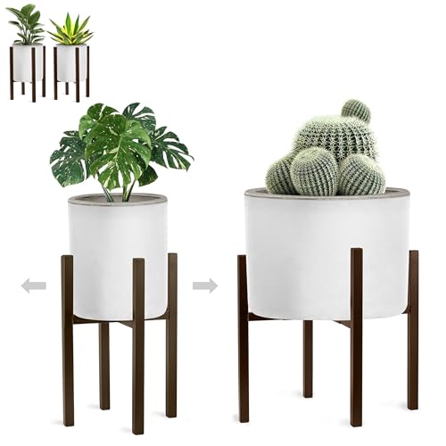 Sorbus Adjustable Metal Plant Stand – Mid Century Style Flower Pot Holder, 10 to 16 Inches Planter Stand for Modern Home Décor, Houseplants – Plant & Pot NOT INCLUDED (Brown, 2 Pack) - color: Brown, size: 2 Pack