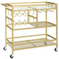 MAHANCRIS Bar Cart for Home, 3-Tier Serving Cart with Wheels and Handle, Beverage Cart with Wine Rack and Glass Holders, Rolling Wine Cart for Kitchen, Dining Room, Gold RCGD81B01 - size: 31.7''L x 15.7''W x 34.6''H